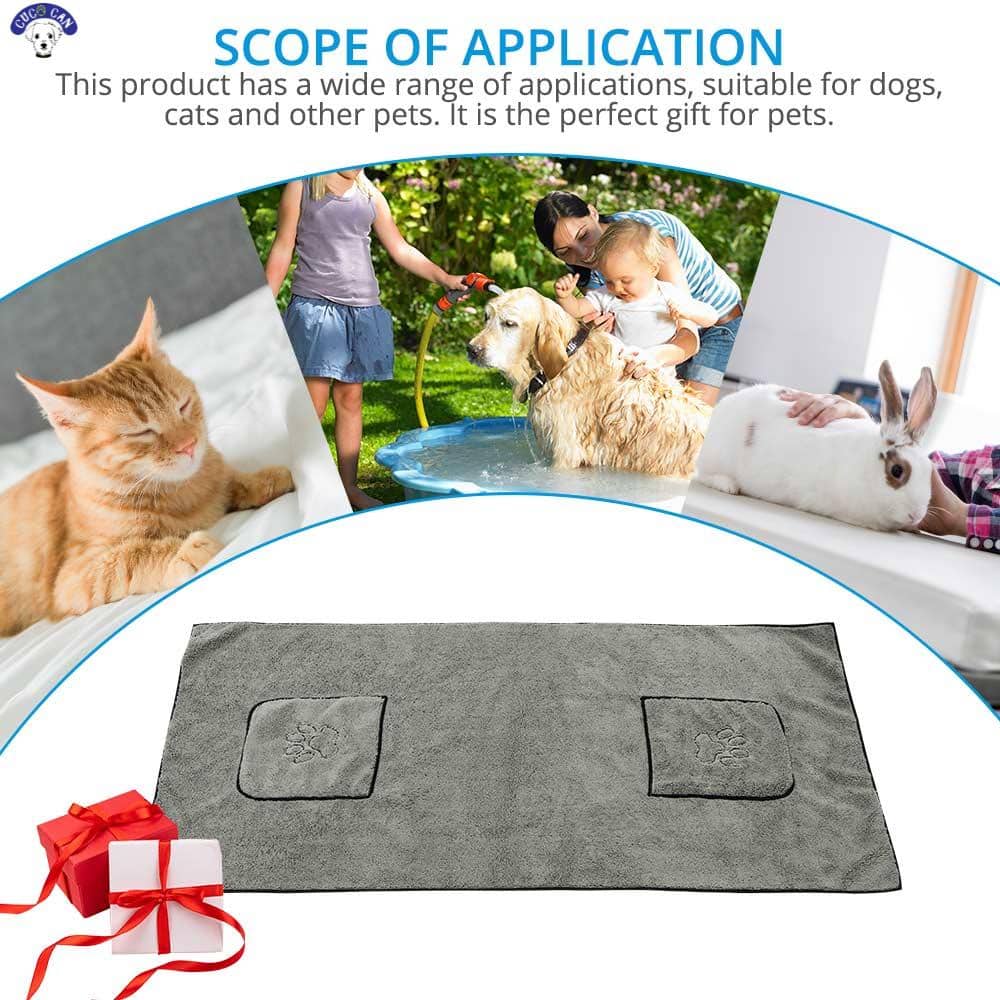 Toalla para mascotas superabsorbente, Toalla de baño de microfibra de secado rápido para perros y gatos