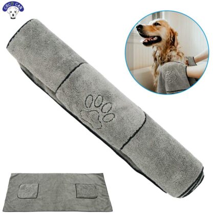 Toalla de baño para mascotas de microfibra super absorbente, secado rápido