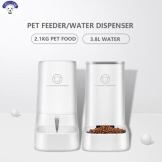 Alimentador de comida y dispensador de agua automáticos para mascotas, 2.1kg/3.8L