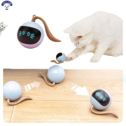 Pelota electrónica para gatos, juguete giratorio LED de colores, recarga USB