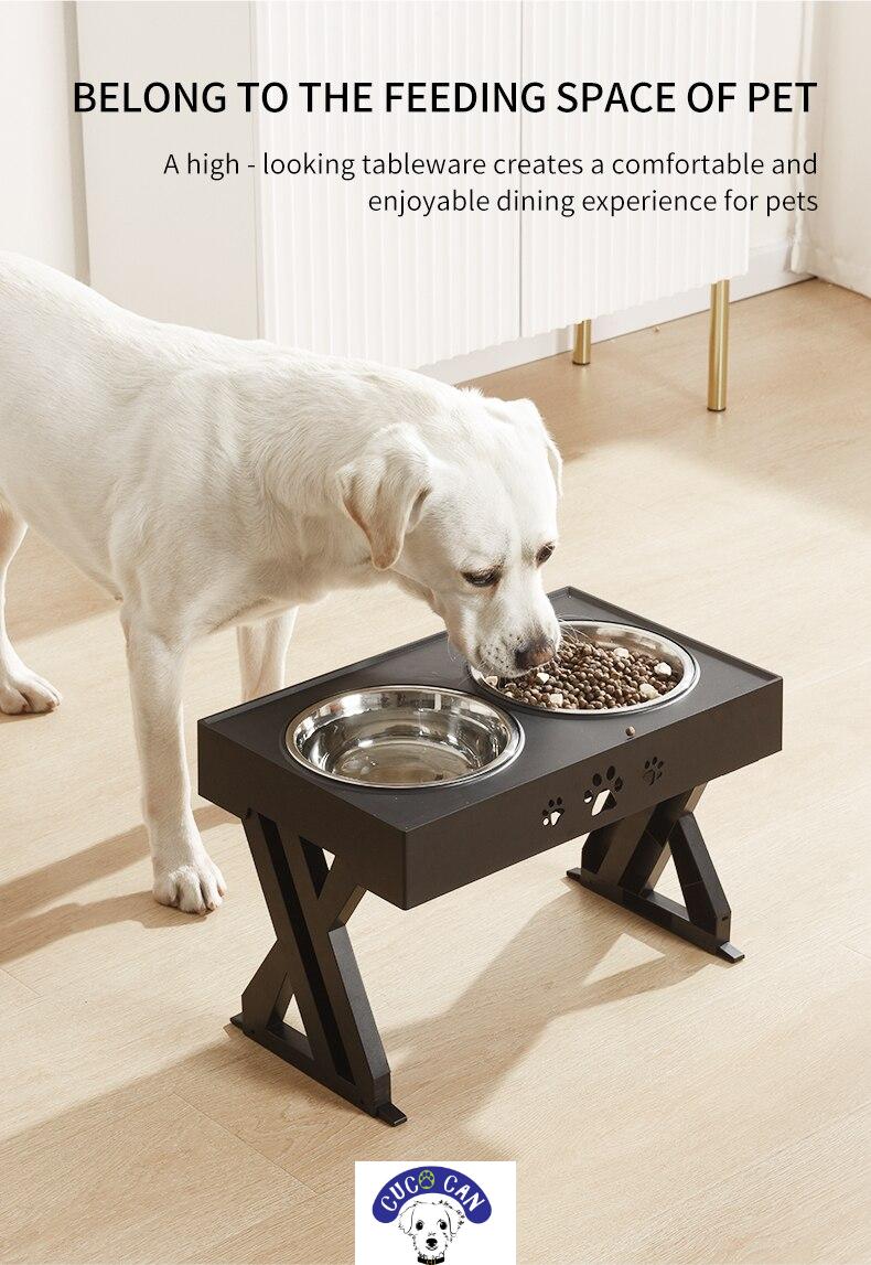 Cuencos dobles ajustables para perros y gatos, alimentador elevado, alimentación de mascotas, elevación de agua, acero inoxidable, con soporte