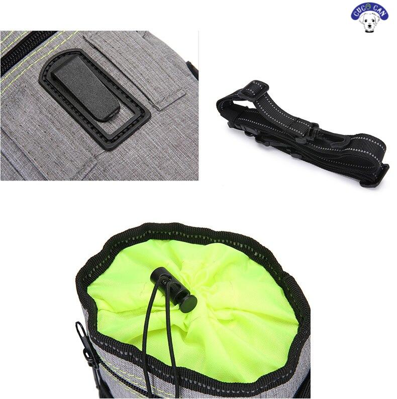 Multi-función portátil perro tratar bolsa reflectante para mascotas bolsa auxiliar para adiestramiento al aire libre Bolsa para popó comida titular con cinturón ajustable