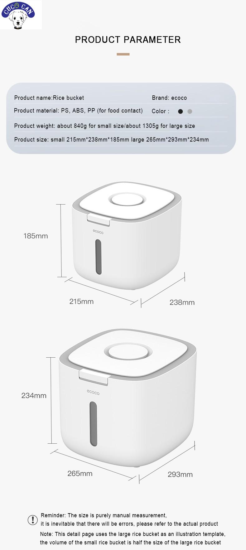 Contenedor de cocina de 5KG y 10KG, cubo Nano a prueba de insectos, a prueba de humedad, caja de piel de arroz, frasco sellado, almacenamiento para el hogar, caja de almacenamiento de alimentos para perros y Mascotas